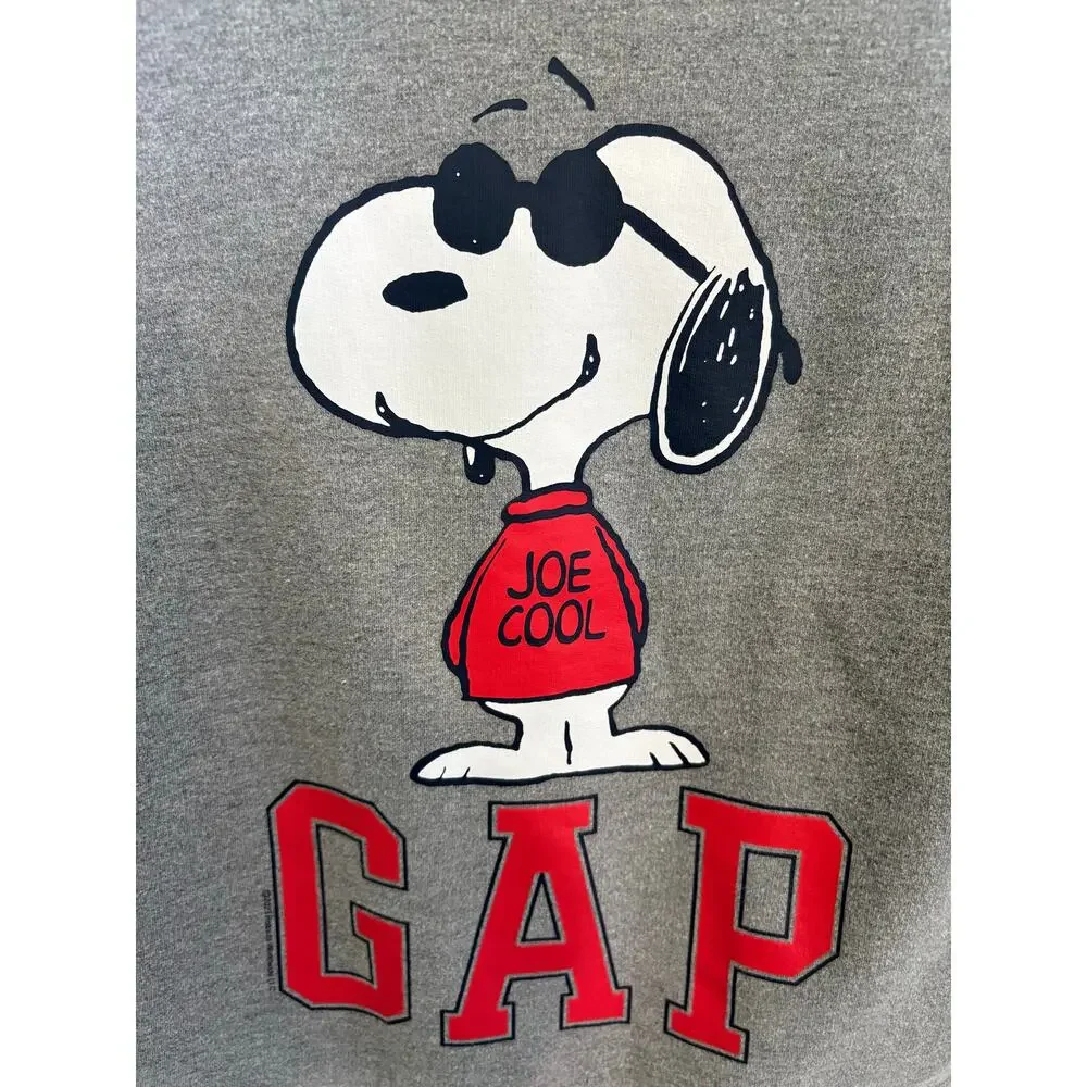 Gap Kids Peanuts Snoopy Logo Sweatshirt Gray Size XL Joe Cool Pullover Unisex